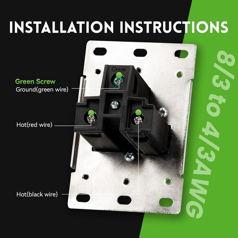 PLUGTUL 50 Amp Receptacle Outlet with Square Cover Plate, NEMA 6-50R, 250V Outlet, Flush Mounting, Straight Blade, Industrial Grade, 30 Amp, ETL Listed - Image 4
